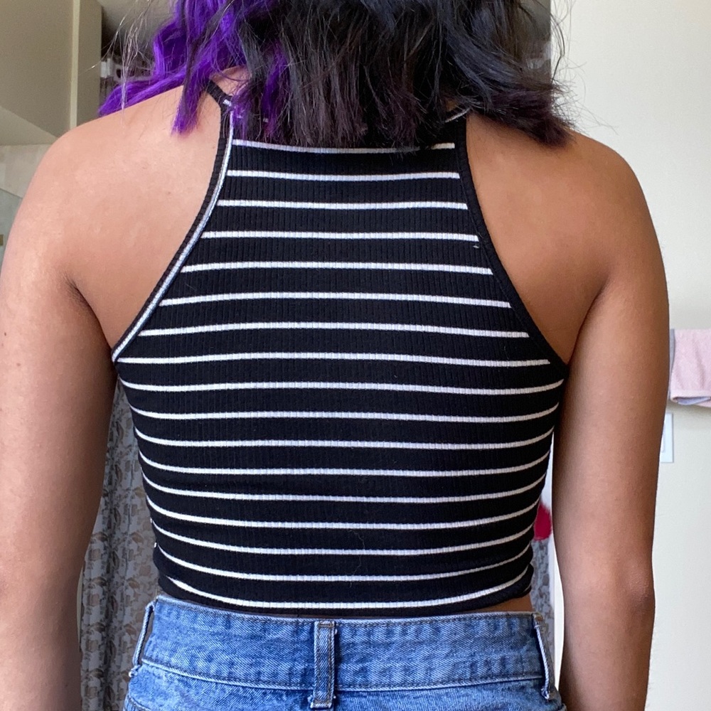Striped Cropped Racerback Tank - Picture 2 of 2